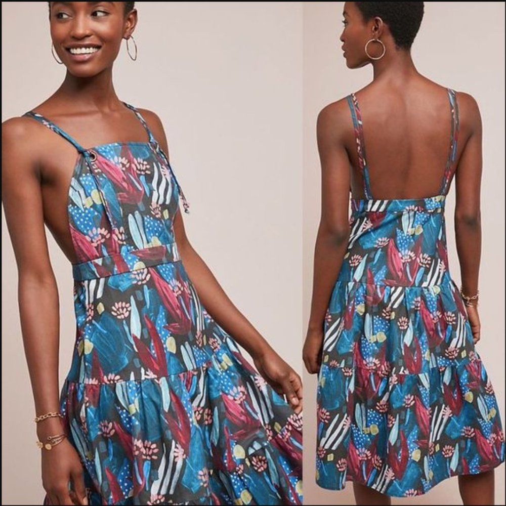New Anthropologie Eva Franco Tiered Mosaic Dress